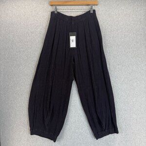 Grizas Womens Size Small Dark Purple Pull On Crop Pants Crinkle Viscose Silk NWT
